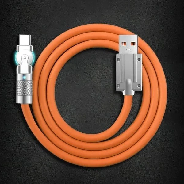 180° Rotating Fast Charge Cable – Right Angle USB C / Micro USB / Lightning Cable, Braided Nylon Anti-Break Phone Charging Cord for iPhone & Android