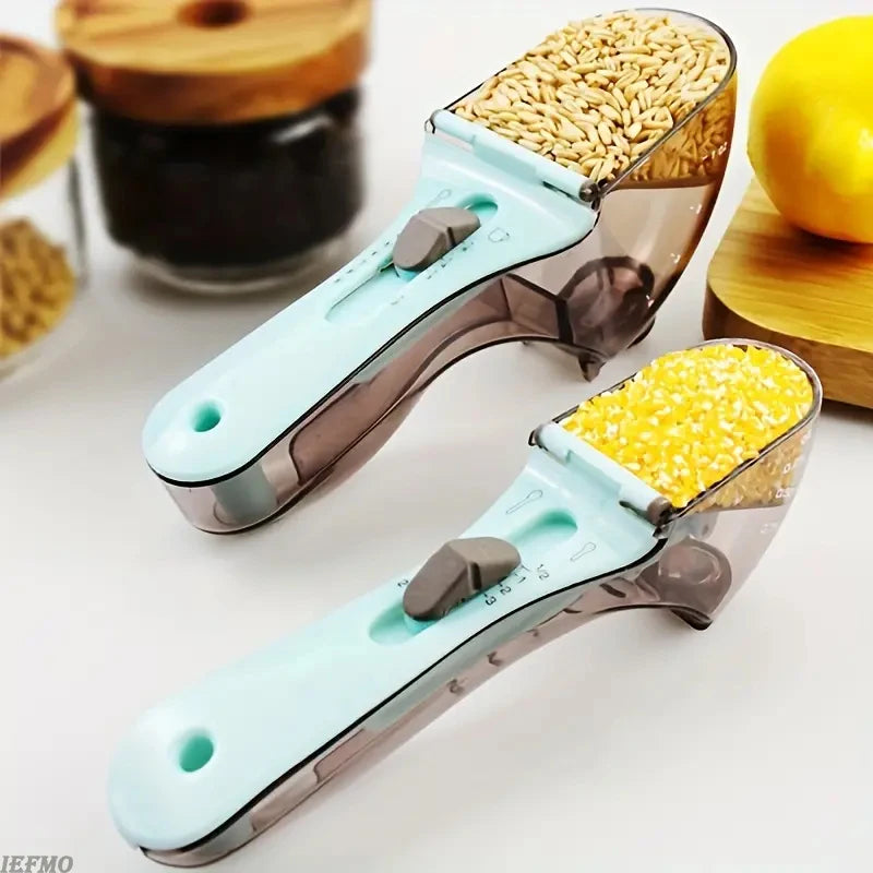 2-Piece Adjustable Measuring Cup & Spoon Set – Sliding Scale Variable Measure for Dry & Liquid Ingredients, Perfect for Baking & Cooking