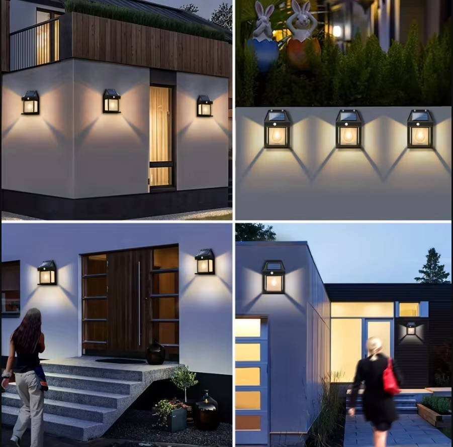 2-Set Outdoor Solar Wall Lamp – Waterproof LED Solar Security Light for Garden, Driveway, Fence, Patio, Backyard Pathway Lighting