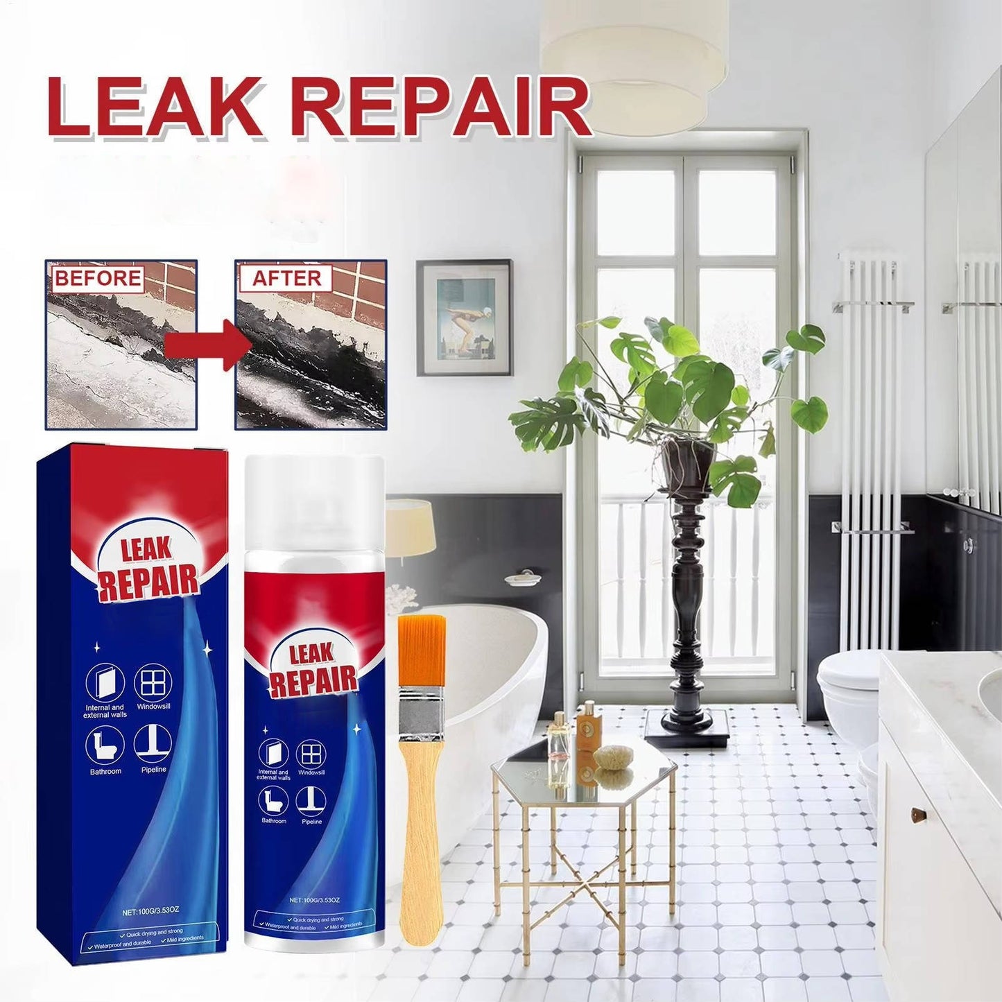 2-Set Waterproof Leak Repair Sealant Spray – All-Purpose Flex Seal Rubberized Coating for Roof, Pipe, Window, Gutter & Water Leak Fixes