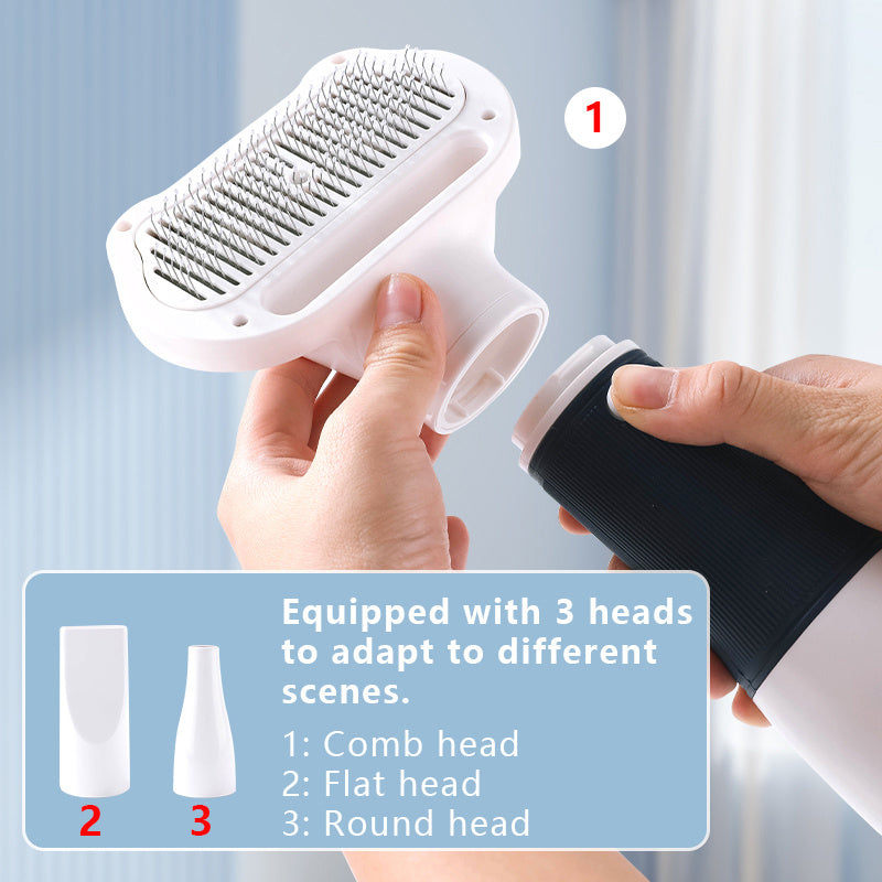 3-in-1 Dog Hair Dryer & Grooming Brush – Quiet Pet Blow Dryer with Comb, Slicker & Deshedding Attachments for Dogs & Cats, Reduces Shedding