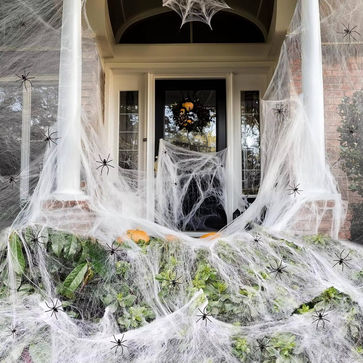 200 Sq Ft Halloween Spider Web Decorations with Fake Spiders – Giant Stretchable Cobweb Set for Outdoor Yard, Porch, Fence & Halloween Party Decor
