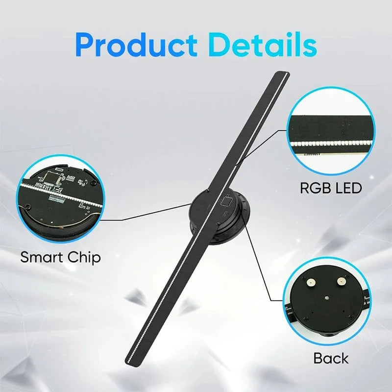 3D Hologram LED Fan Projector – 43cm WiFi Holographic Advertising Display Fan with App Control for Retail, Events & Home Decor