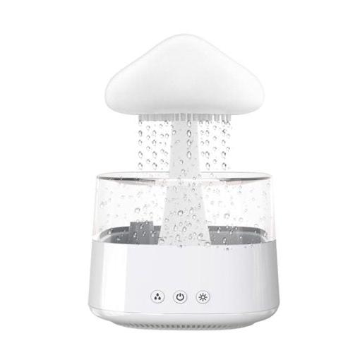 2-in-1 Rain Cloud Humidifier & Night Light – Raining Cloud Aromatherapy Essential Oil Diffuser, Zen Desk Lamp, Mushroom Atmosphere Light for Bedroom