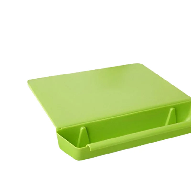 2-in-1 Cutting Board with Attached Storage Container Tray – Slide & Catch Food Prep Board with Drawer for Kitchen Vegetables, Meat & Ingredients