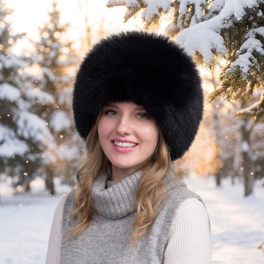 100% Natural Fox Fur Hat lifestyle image
