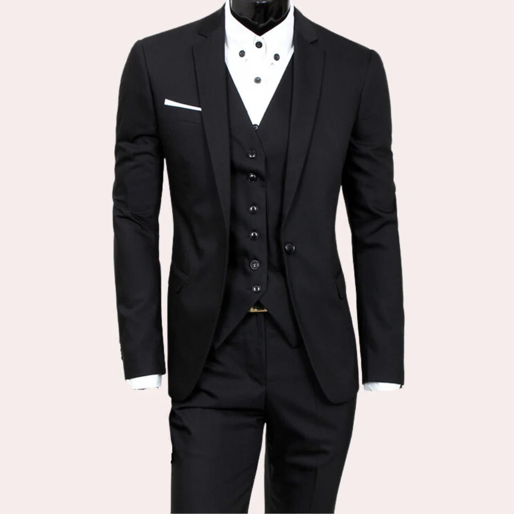 3-Piece Men's Suit – Slim Fit Formal Business Blazer, Vest & Trousers Set for Wedding, Prom, Office & Special Occasions, Available in S–3XL