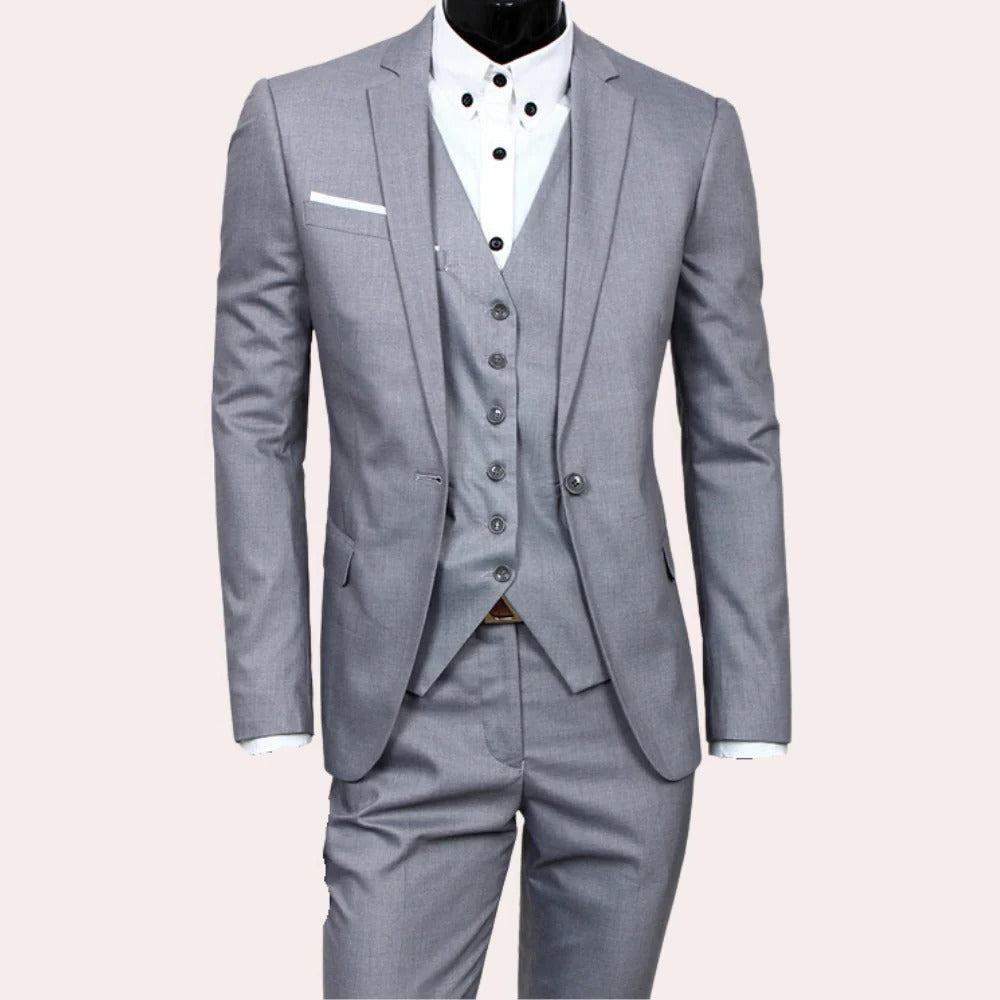 3-Piece Men's Suit – Slim Fit Formal Business Blazer, Vest & Trousers Set for Wedding, Prom, Office & Special Occasions, Available in S–3XL