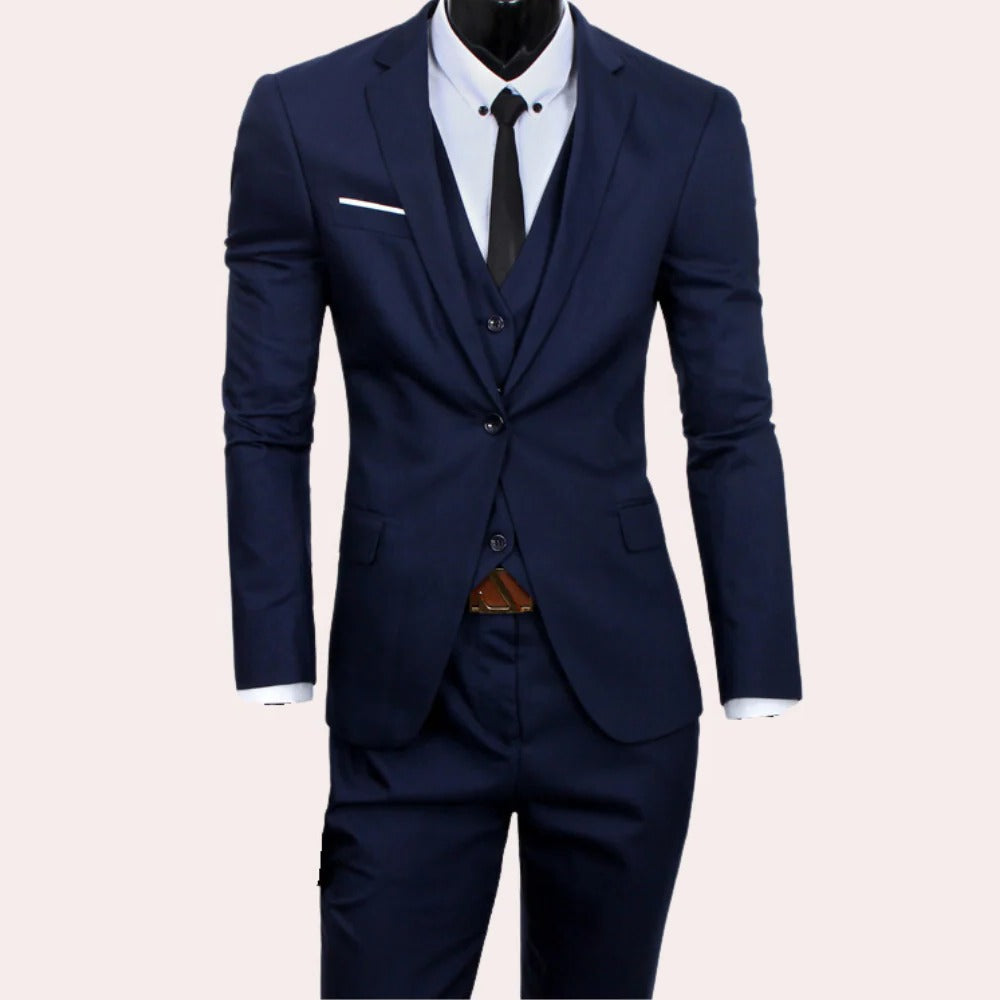 3-Piece Men's Suit – Slim Fit Formal Business Blazer, Vest & Trousers Set for Wedding, Prom, Office & Special Occasions, Available in S–3XL