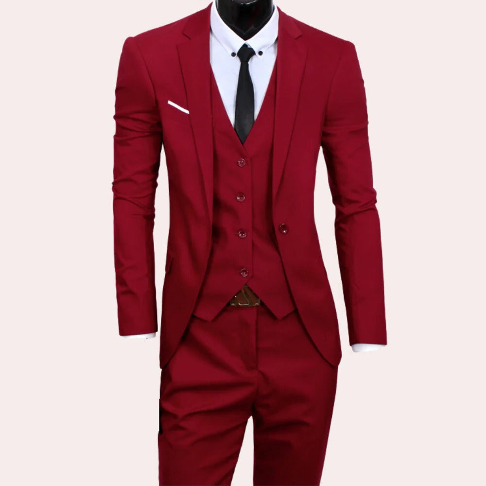 3-Piece Men's Suit – Slim Fit Formal Business Blazer, Vest & Trousers Set for Wedding, Prom, Office & Special Occasions, Available in S–3XL
