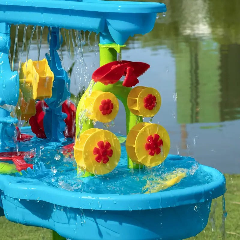 3-in-1 Outdoor Kids Sand & Water Play Table – Toddler Activity Table with Sand, Water & Toy Accessories for Backyard, Garden & Summer Fun