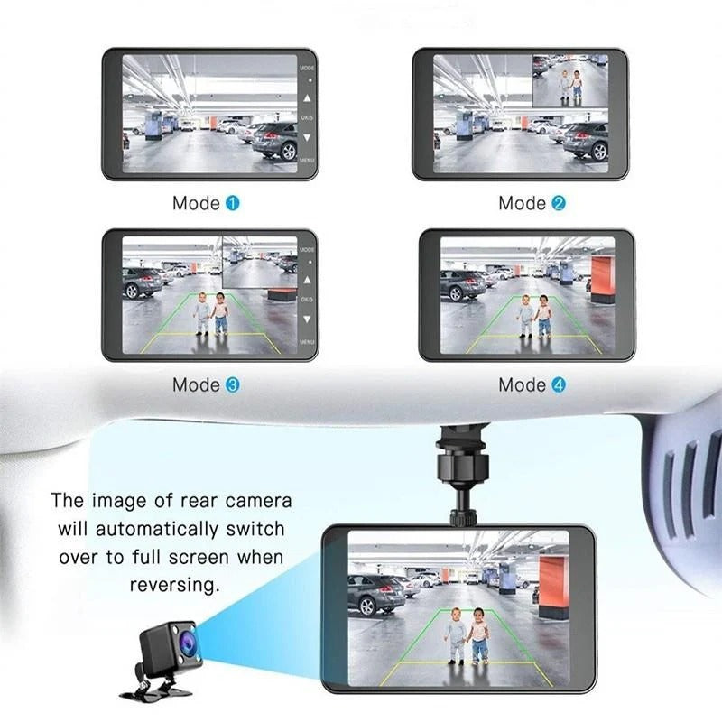 1080P Full HD Dual Lens Dash Cam – Front and Rear Car Camera with 4-Inch LCD Screen, Night Vision, Loop Recording, G-Sensor