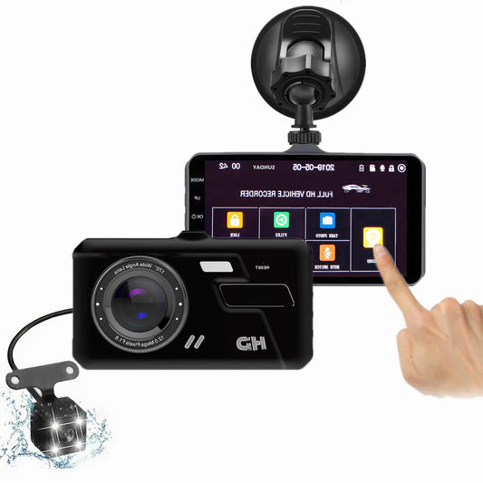 1080P Full HD Dual Lens Dash Cam – Front and Rear Car Camera with 4-Inch LCD Screen, Night Vision, Loop Recording, G-Sensor