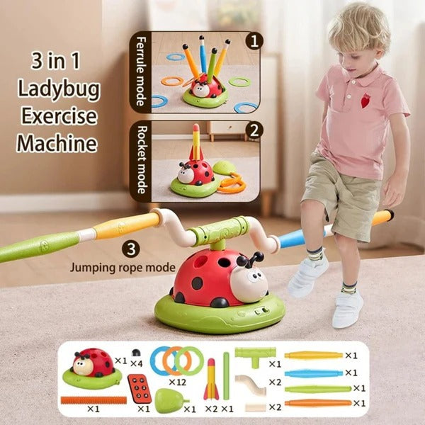 3-in-1 Active Play Toy Set for Kids – Outdoor Jumping, Ring Toss & Rocket Launcher Activity Toy for Boys & Girls, Backyard STEM Fun