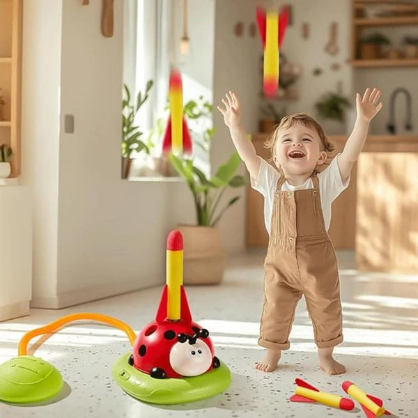 3-in-1 Active Play Toy Set for Kids – Outdoor Jumping, Ring Toss & Rocket Launcher Activity Toy for Boys & Girls, Backyard STEM Fun
