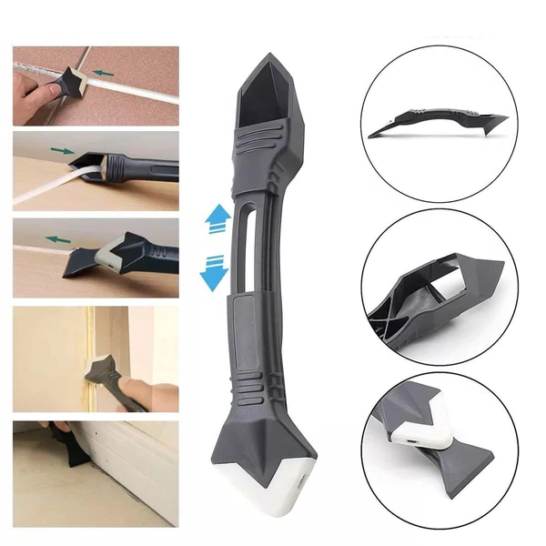 3-in-1 Caulk Remover & Applicator Tool – Stainless Steel Silicone Caulking Scraper, Finisher & Smoother for Bathroom, Kitchen & Window Sealing
