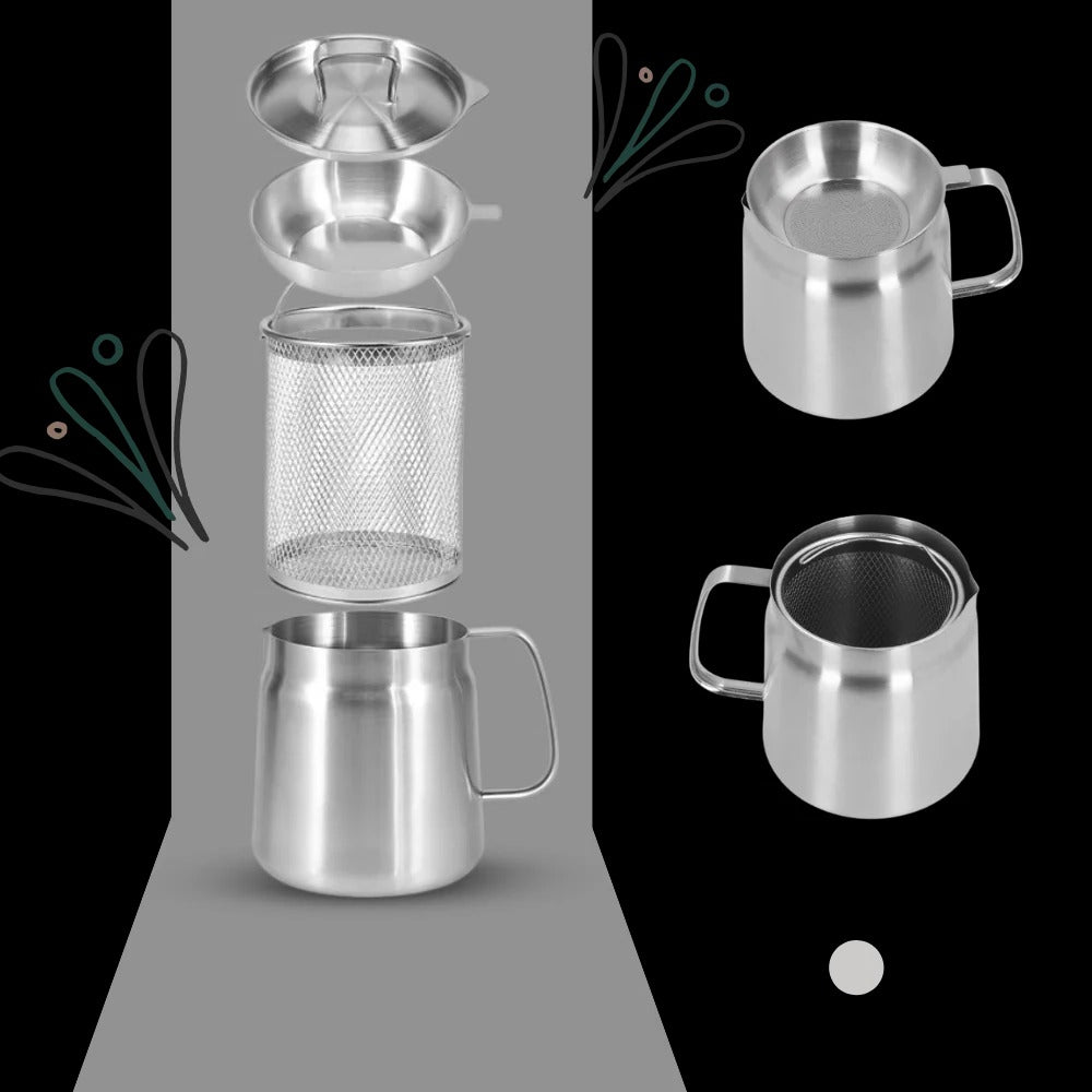 2-in-1 Deep Frying Pot with Built-In Oil Strainer – Stainless Steel Tempura Fryer Pot, Oil Draining Basket for Healthy Frying & Oil Reuse
