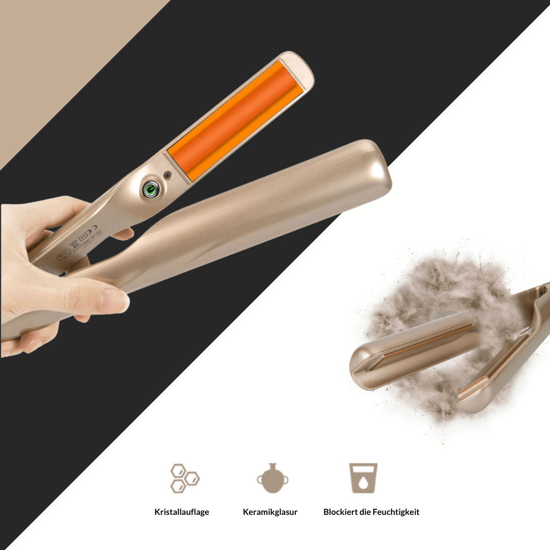 2-in-1 Professional Hair Straightener & Curling Iron – Ceramic Flat Iron Wand, Dual-Voltage Travel Hairstyler for Straight, Wavy & Curly Hair Styling