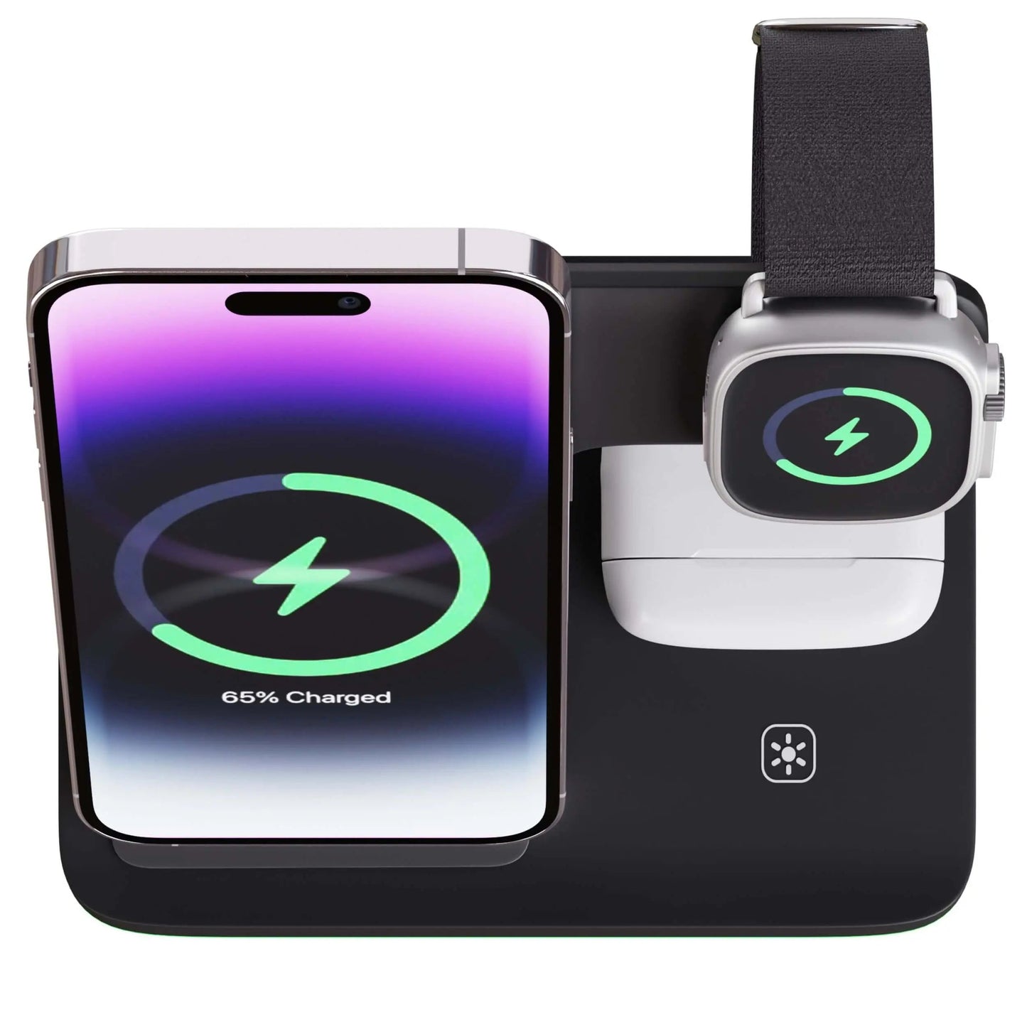 3-in-1 Charging Dock Station – Wireless Charger Stand for Smartphones, Smartwatch & Wireless Earbuds, Magnetic Qi Compatible, Available in Black & White