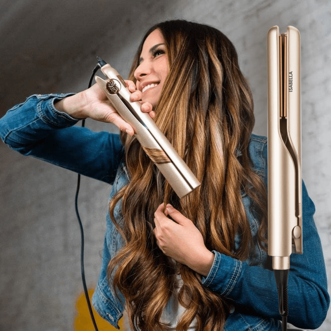 2-in-1 Professional Hair Straightener & Curling Iron – Ceramic Flat Iron Wand, Dual-Voltage Travel Hairstyler for Straight, Wavy & Curly Hair Styling