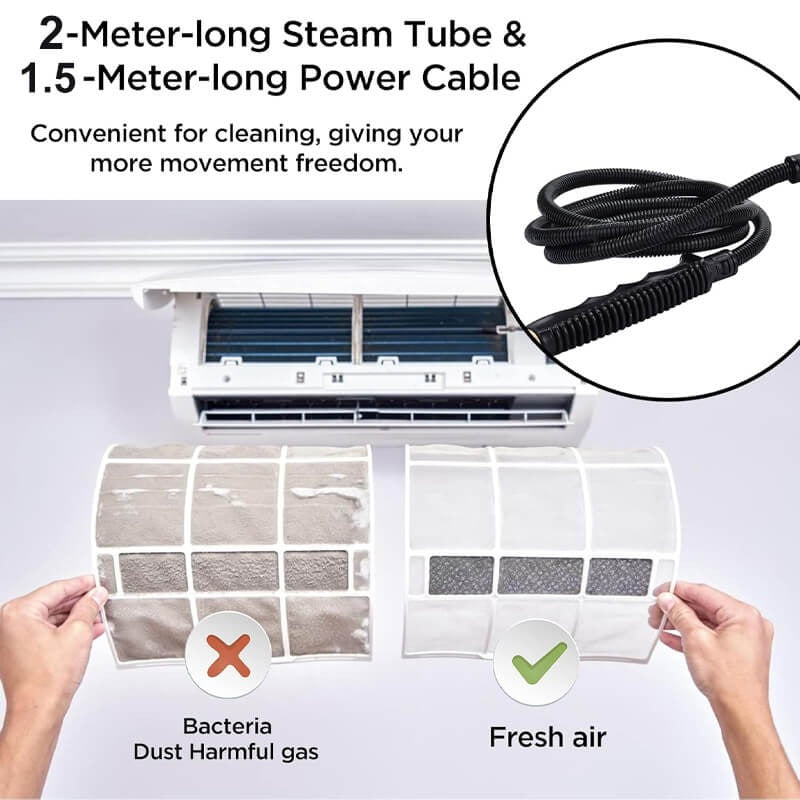 2500W High-Pressure Steam Cleaner with Gloves – Professional Multi-Surface Steam Mop for Floors, Tile, Grout, Car Upholstery & Kitchen Degreasing