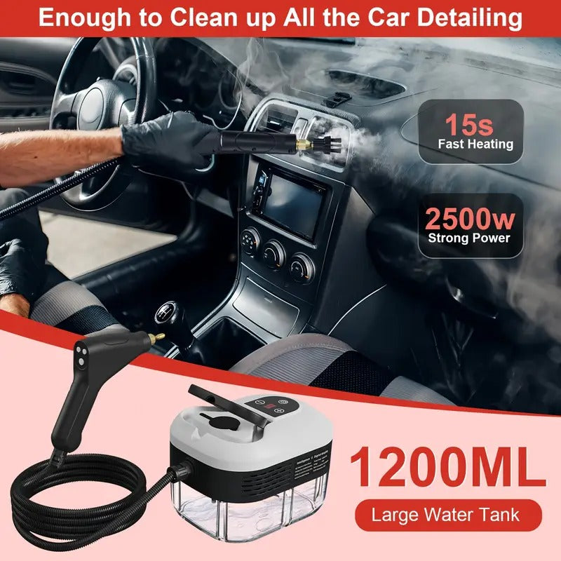 2500W High-Pressure Steam Cleaner with Gloves – Professional Multi-Surface Steam Mop for Floors, Tile, Grout, Car Upholstery & Kitchen Degreasing