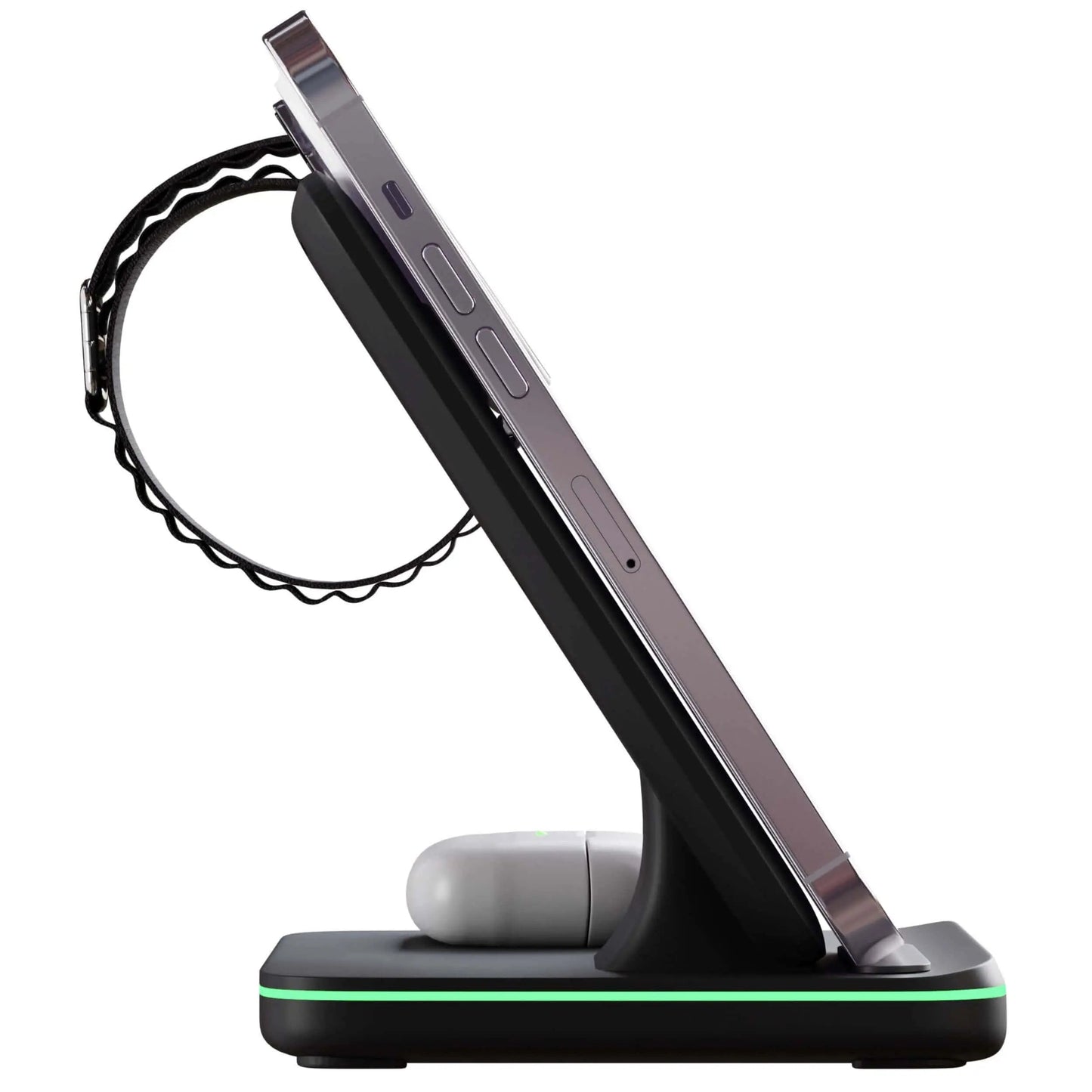 3-in-1 Charging Dock Station – Wireless Charger Stand for Smartphones, Smartwatch & Wireless Earbuds, Magnetic Qi Compatible, Available in Black & White