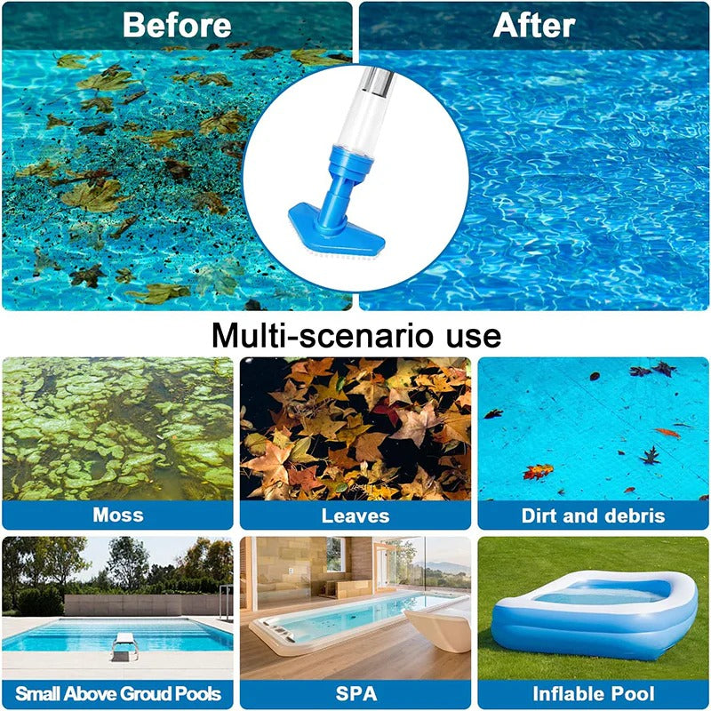 3-in-1 Cordless Rechargeable Pool Vacuum Cleaner – Handheld Pool Floor & Wall Scrubber with Suction & Filtration for Above Ground & In-Ground Pools