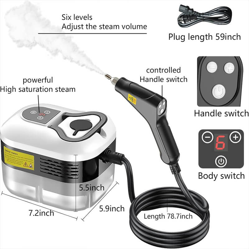 2500W High-Pressure Steam Cleaner with Gloves – Professional Multi-Surface Steam Mop for Floors, Tile, Grout, Car Upholstery & Kitchen Degreasing