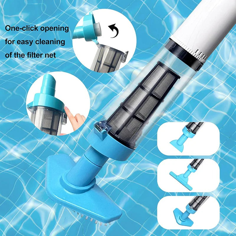 3-in-1 Cordless Rechargeable Pool Vacuum Cleaner – Handheld Pool Floor & Wall Scrubber with Suction & Filtration for Above Ground & In-Ground Pools