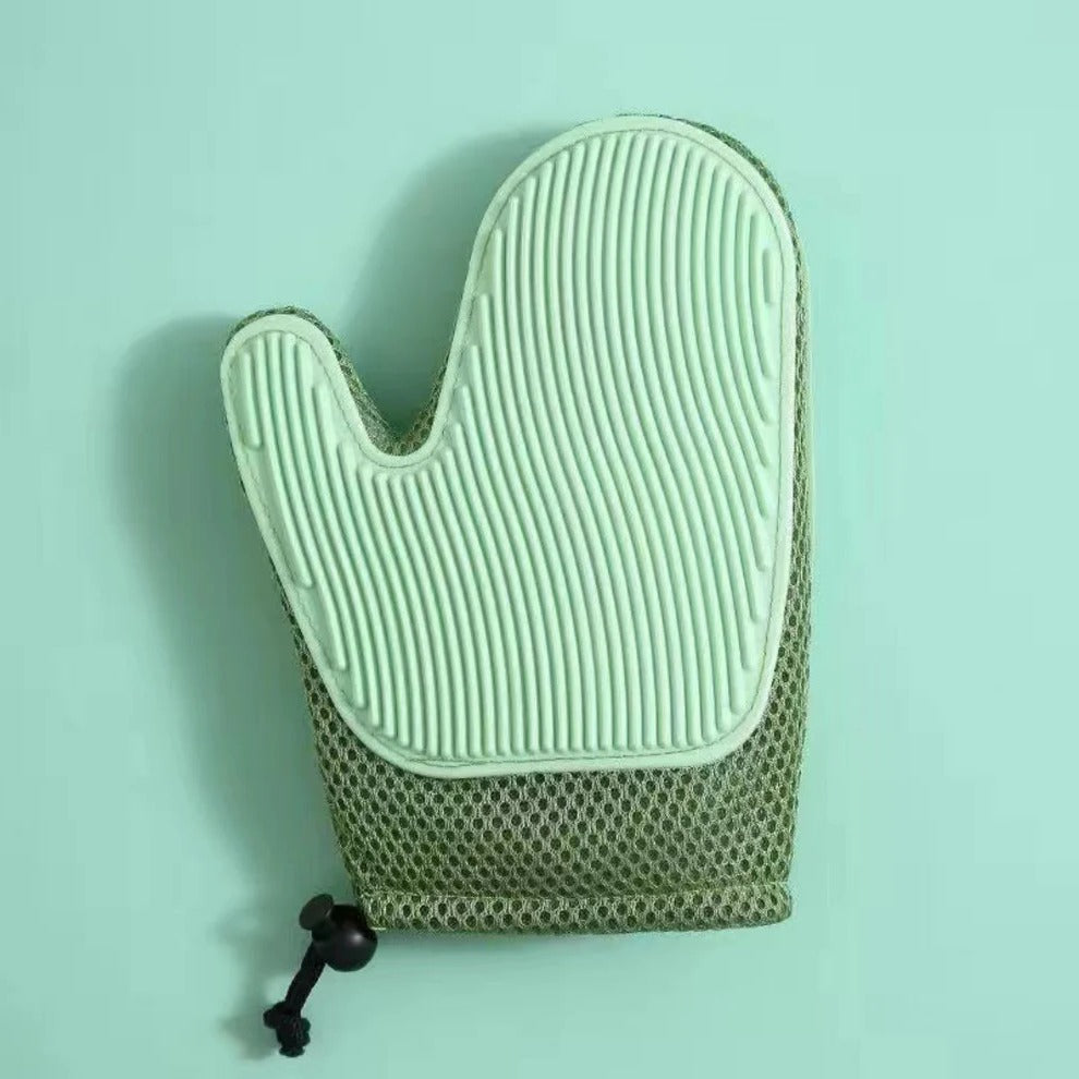 2-in-1 Cat Grooming Glove – Pet Hair Removal Massage Brush Mitt for Cats, Dogs & Rabbits, Reduces Shedding, Gentle Deshedding Grooming Tool