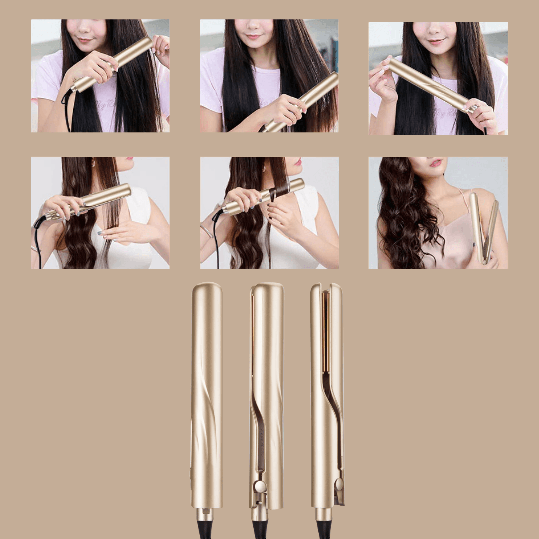 2-in-1 Professional Hair Straightener & Curling Iron – Ceramic Flat Iron Wand, Dual-Voltage Travel Hairstyler for Straight, Wavy & Curly Hair Styling