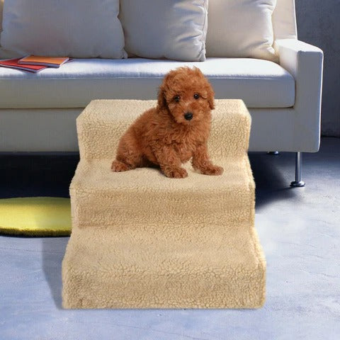 3-Step Portable Dog Stairs for Tall Beds – Foldable Pet Steps for Dogs & Cats, Non-Slip Surface, Lightweight Indoor Staircase for Furniture & Couches
