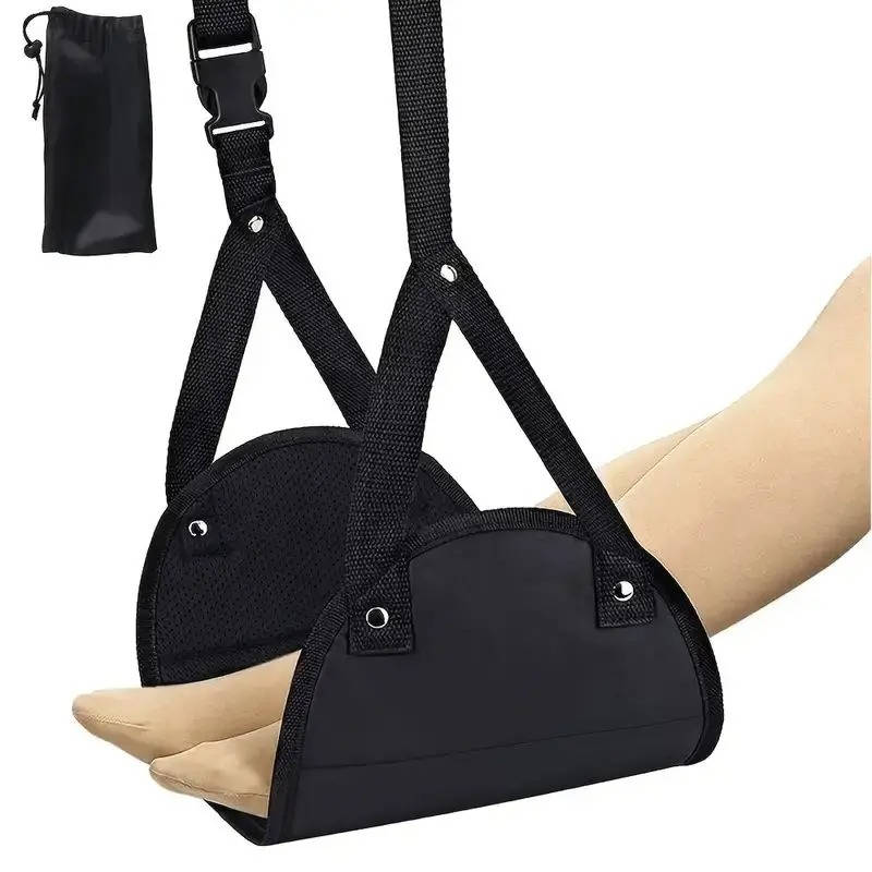 2-Set Airplane Foot Hammock – Adjustable Under-Desk Foot Rest Hammock for Long Flights, Office, Travel Comfort, Leg Rest Footrest Sling