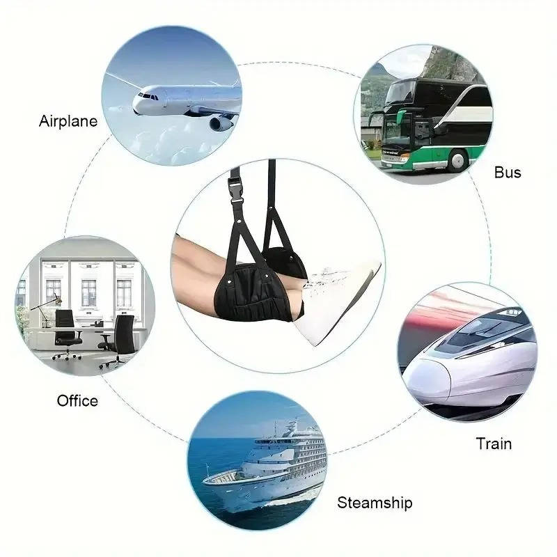 2-Set Airplane Foot Hammock – Adjustable Under-Desk Foot Rest Hammock for Long Flights, Office, Travel Comfort, Leg Rest Footrest Sling