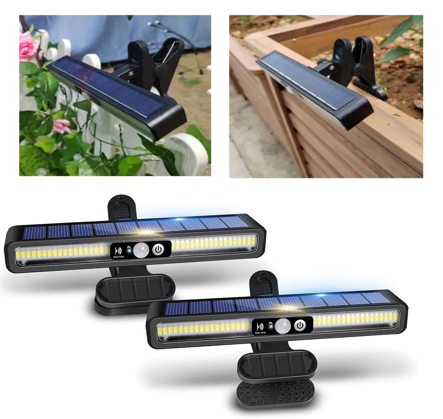 2-Set Solar Fence & Wall Lights – Outdoor Waterproof Solar Post Lights with Motion Sensor for Garden, Driveway, Pathway, Patio Security Lighting