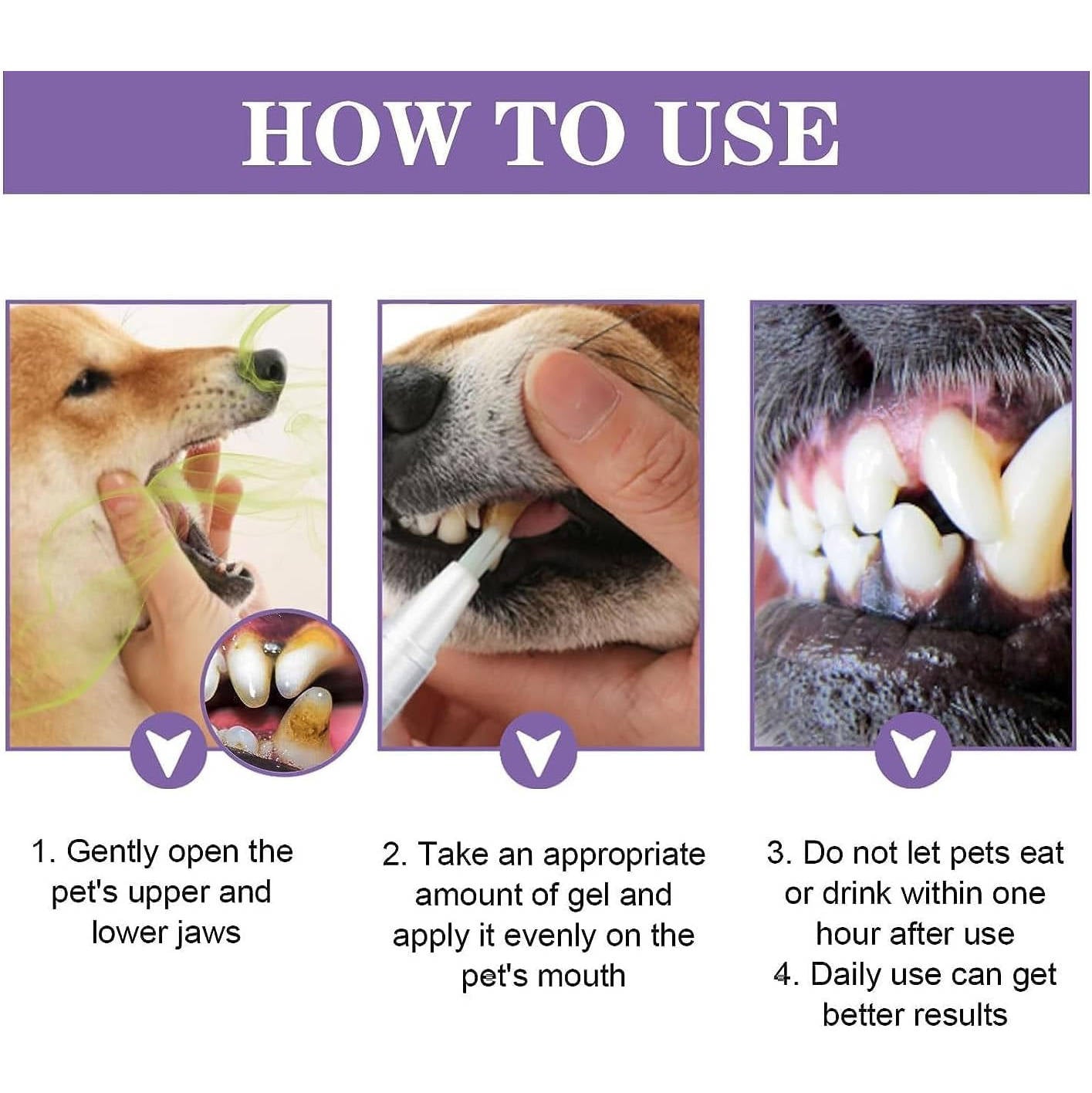 3-Set Dog Oral Care Repair Gel – Pet Dental Gel for Bad Breath, Gum Repair & Teeth Cleaning for Dogs, Natural Dog Toothpaste Alternative