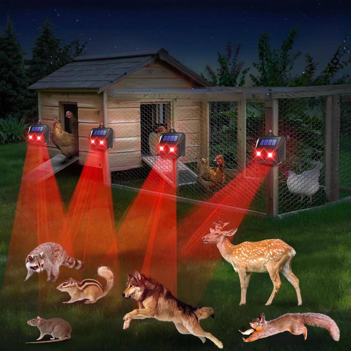 2-Pack Solar Powered Ultrasonic Animal Repellent – Waterproof Outdoor Pest Deterrent Spike for Moles, Gophers, Cats, Dogs & Garden Pests