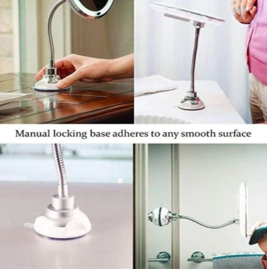 10X Magnifying LED Lighted Gooseneck Makeup Mirror – 360° Flexible Arm Vanity Mirror for Precision Makeup, Travel, Wall Mount, USB Powered