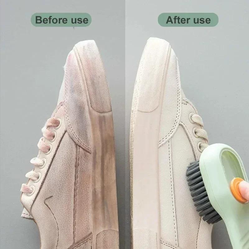2-Set Automatic Liquid Dispensing Shoe Cleaning Brushes – Self-Wetting Scrub Brush Kit for Sneakers, Boots, Canvas & Fabric Shoes