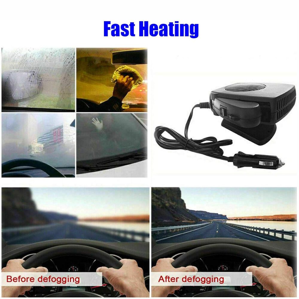 12V Car Heater Fan 150W/300W – Portable Ceramic Windshield Defroster, Fast Cabin Heating & Defrosting for Cars, Trucks, RVs, Winter Driving