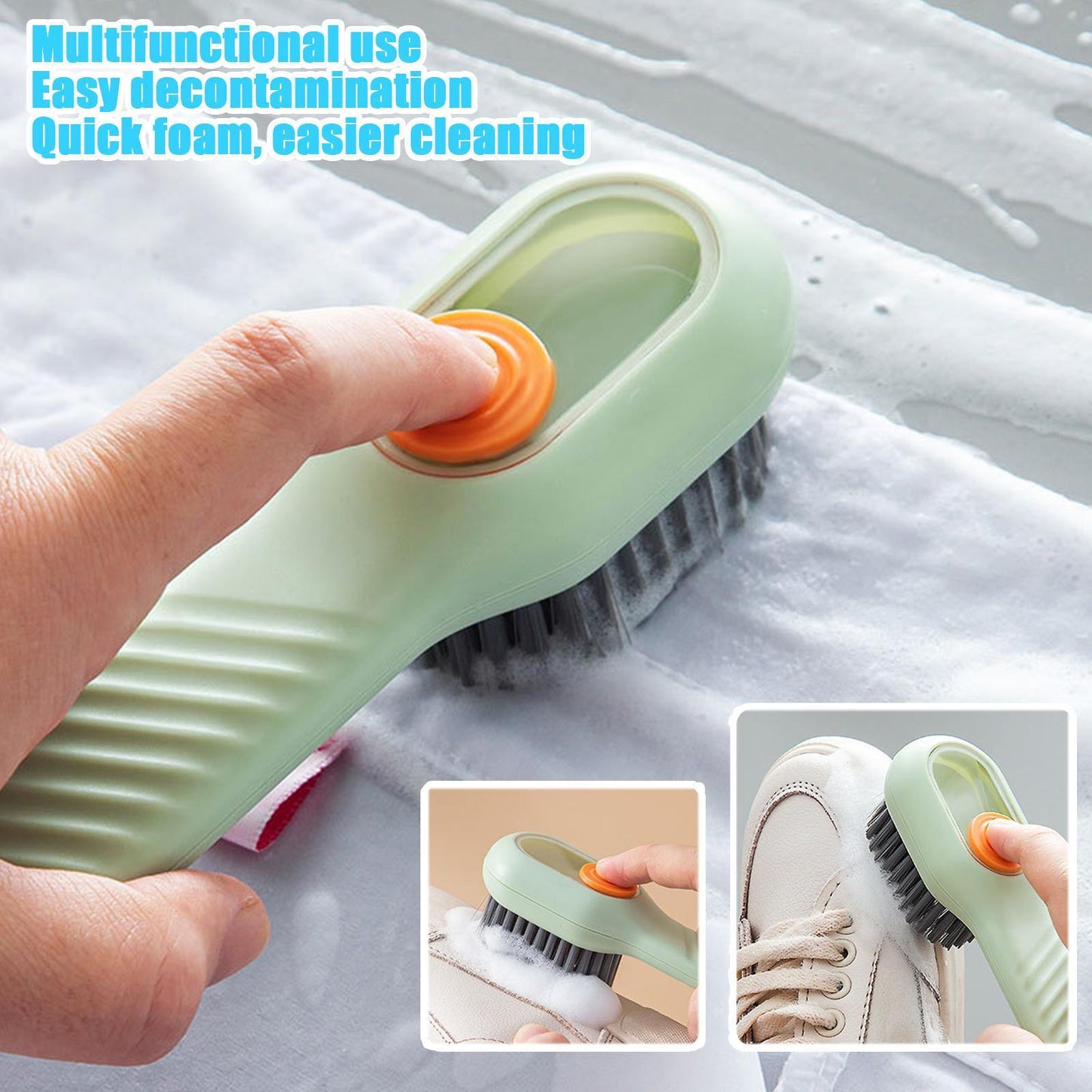 2-Set Automatic Liquid Dispensing Shoe Cleaning Brushes – Self-Wetting Scrub Brush Kit for Sneakers, Boots, Canvas & Fabric Shoes