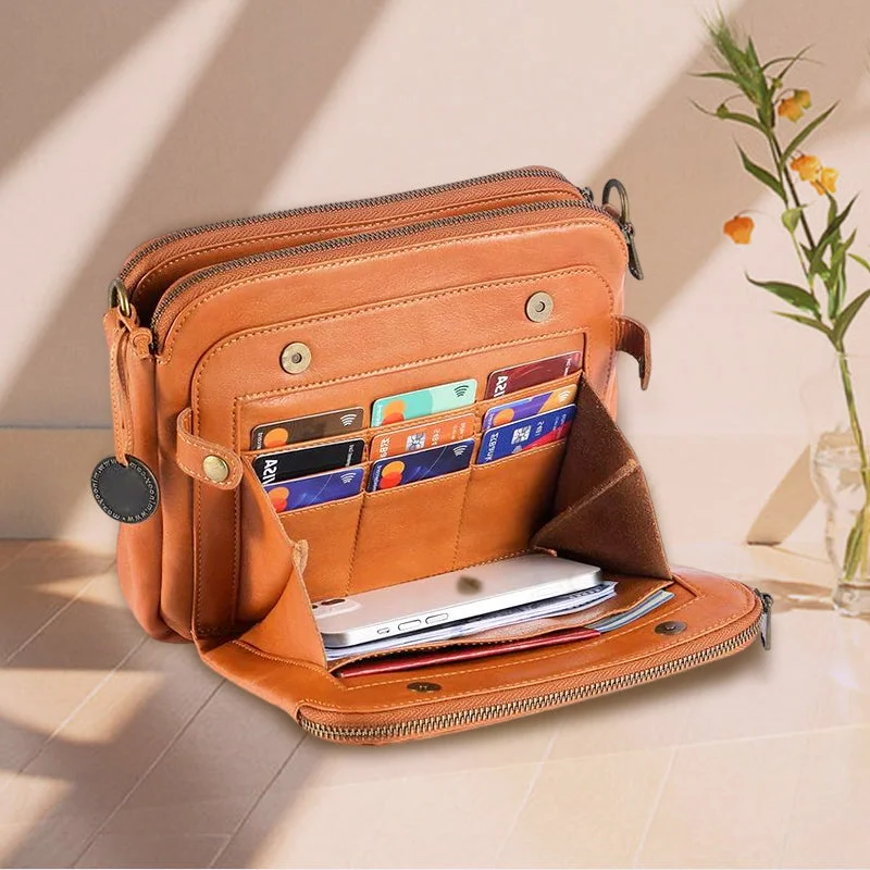 Vexlo Three-Layer Crossbody Leather Bag