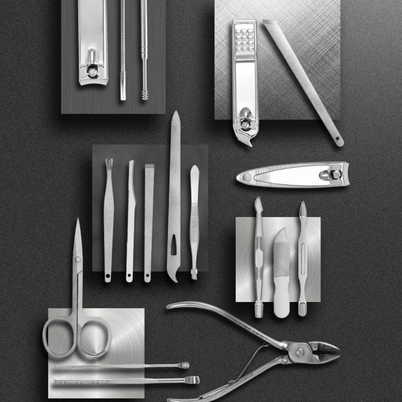 19-in-1 Stainless Steel Manicure Set & Nail Clipper Kit – Complete Professional Nail Care Tools for Men & Women, Travel Grooming Kit