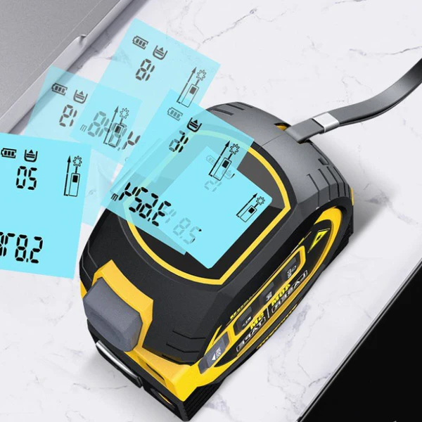 3-in-1 Laser Tape Measure – Digital LCD Infrared Distance Meter with Tape Rule & Spirit Level, 131FT/197FT Range for Construction & Home Measuring