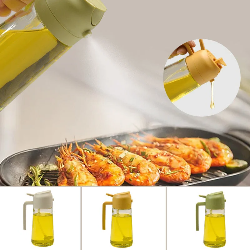 2-in-1 Glass Oil Sprayer & Dispenser Bottle – Kitchen Misting Spray Bottle for Olive Oil, Avocado Oil & Vinegar, Air Fryer Cooking, Salads & Grilling