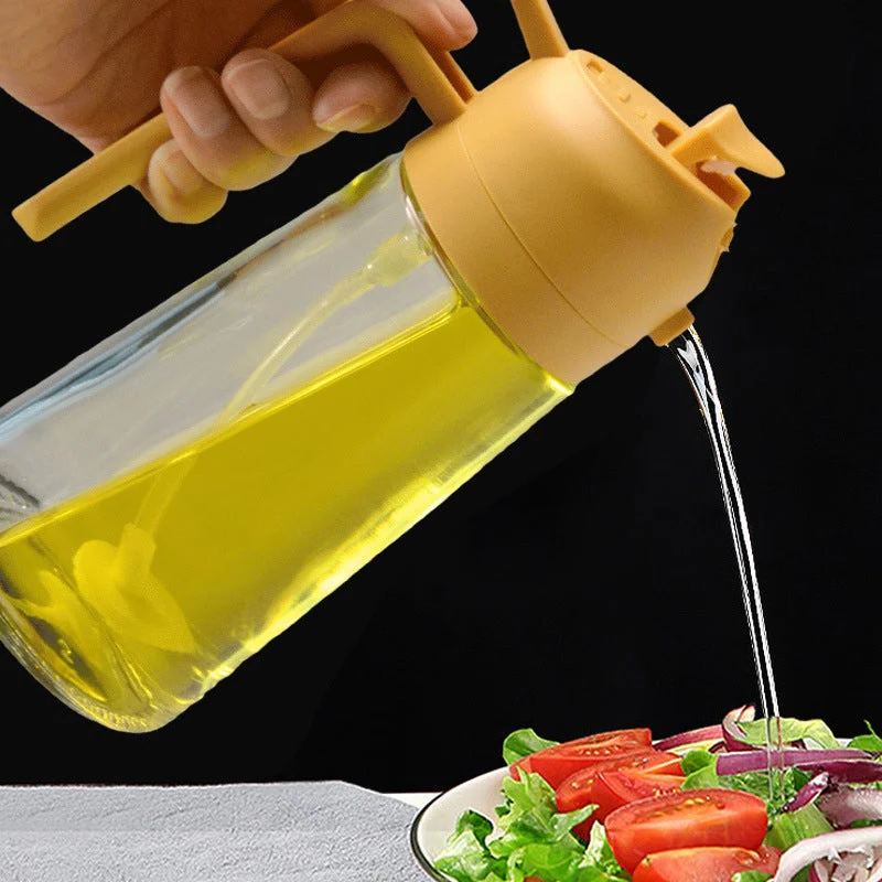 2-in-1 Glass Oil Sprayer & Dispenser Bottle – Kitchen Misting Spray Bottle for Olive Oil, Avocado Oil & Vinegar, Air Fryer Cooking, Salads & Grilling