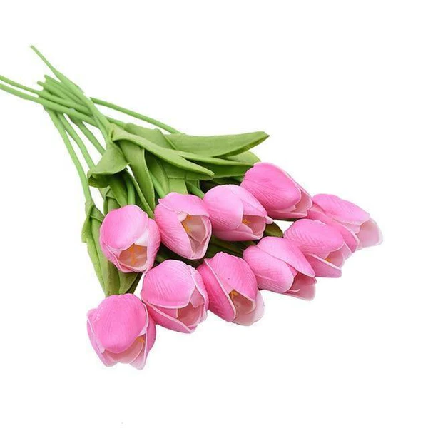 10x Artificial Silk Tulip Flowers – Realistic Faux Tulip Bouquet for Home Decor, Wedding Centerpieces, Vase Arrangements, Spring Floral Display