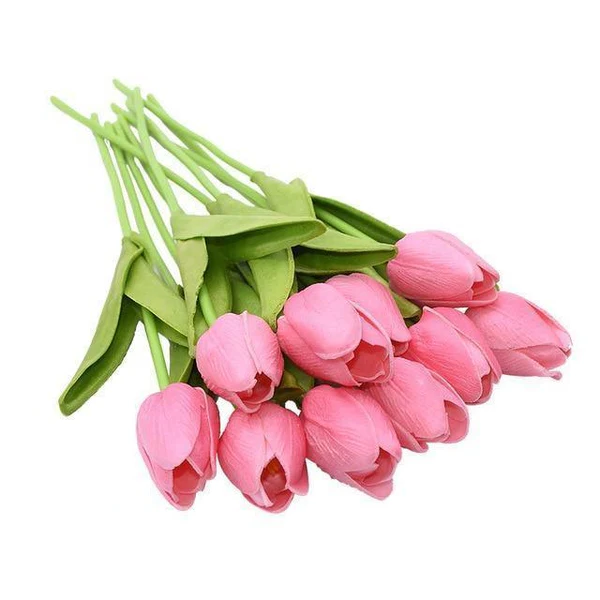 10x Artificial Silk Tulip Flowers – Realistic Faux Tulip Bouquet for Home Decor, Wedding Centerpieces, Vase Arrangements, Spring Floral Display