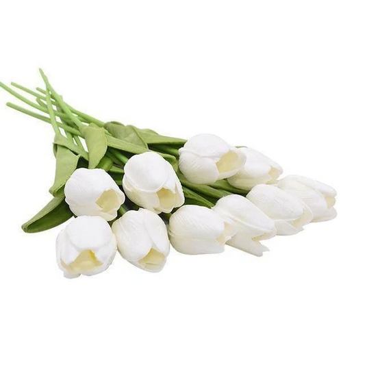 10x Artificial Silk Tulip Flowers – Realistic Faux Tulip Bouquet for Home Decor, Wedding Centerpieces, Vase Arrangements, Spring Floral Display